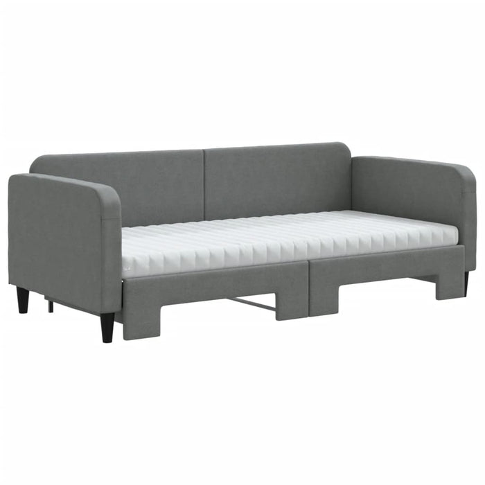Pat de zi cu extensie și saltele, gri închis, 90x190 cm, textil - WALTI WALTI