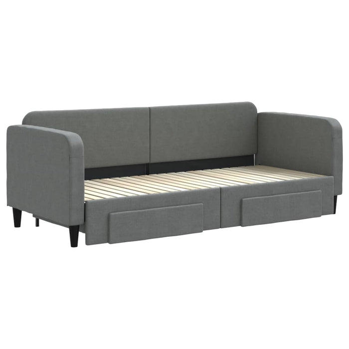 Pat de zi cu extensie și sertare, gri închis, 80x200 cm textil - WALTI WALTI