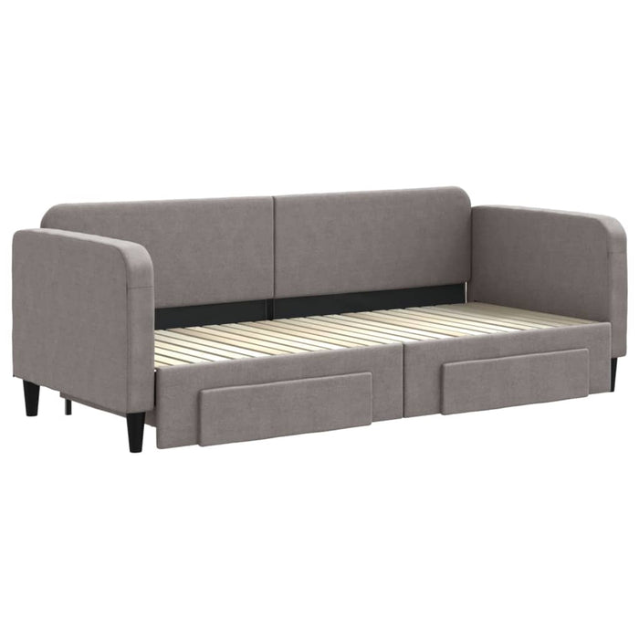 Pat de zi cu extensie și sertare, gri taupe, 80x200 cm, textil - WALTI WALTI