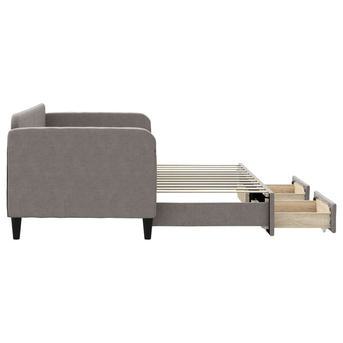 Pat de zi cu extensie și sertare, gri taupe, 80x200 cm, textil - WALTI WALTI