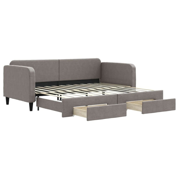 Pat de zi cu extensie și sertare, gri taupe, 90x200 cm, textil - WALTI WALTI