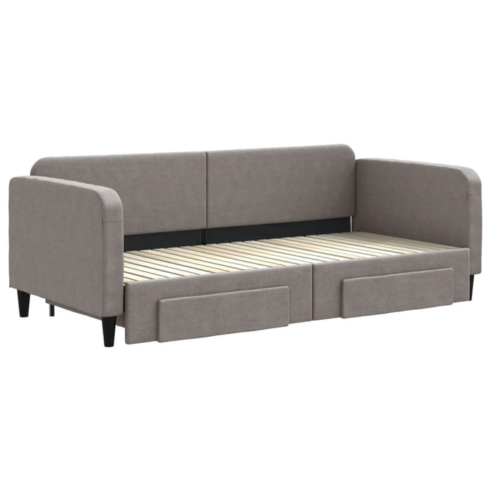Pat de zi cu extensie și sertare, gri taupe, 90x200 cm, textil - WALTI WALTI