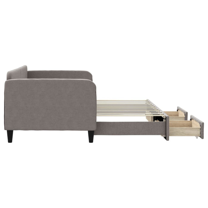 Pat de zi cu extensie și sertare, gri taupe, 90x200 cm, textil - WALTI WALTI