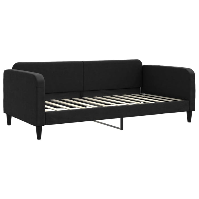 Pat de zi cu extensie și sertare, negru, 100x200 cm, textil - WALTI WALTI