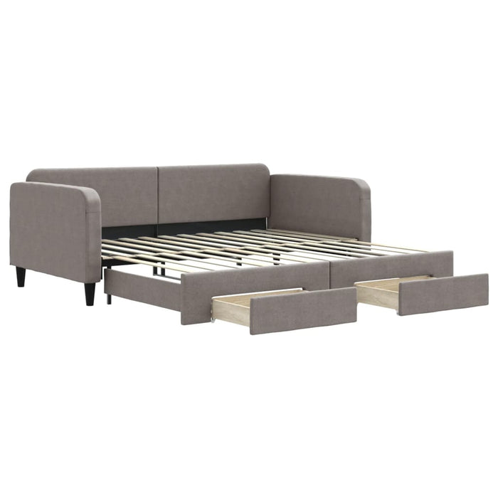 Pat de zi cu extensie și sertare, gri taupe, 100x200 cm, textil - WALTI WALTI