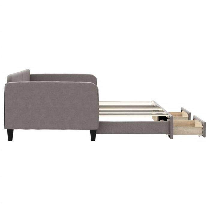 Pat de zi cu extensie și sertare, gri taupe, 100x200 cm, textil - WALTI WALTI