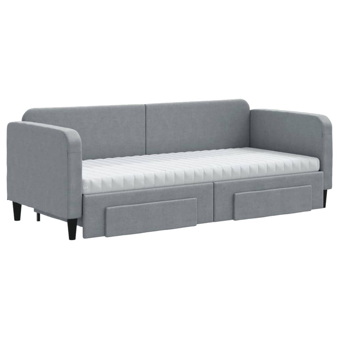 Pat de zi cu extensie și sertare, gri deschis, 80x200 cm textil - WALTI WALTI