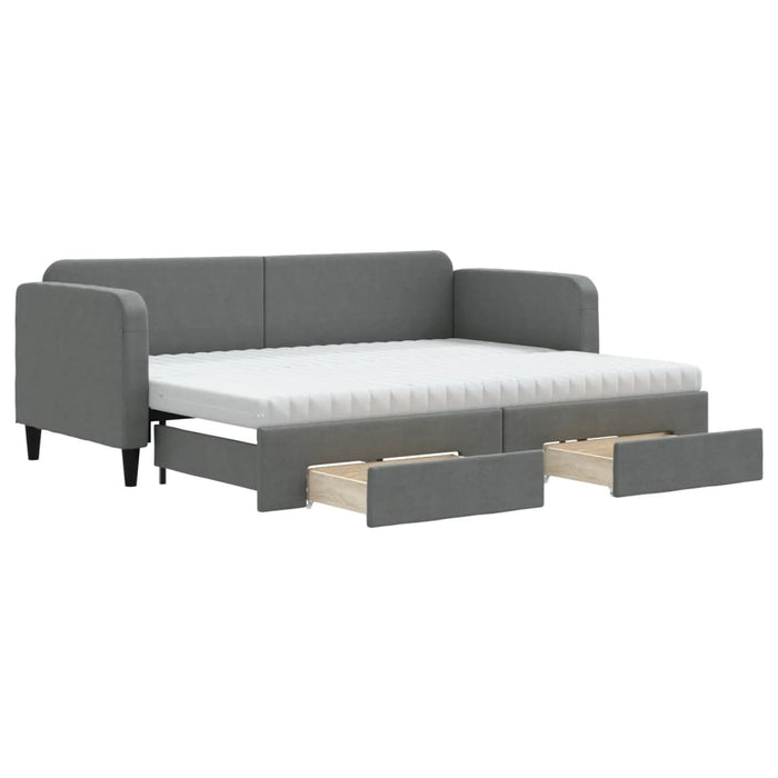 Pat de zi cu extensie și sertare, gri închis, 80x200 cm textil - WALTI WALTI