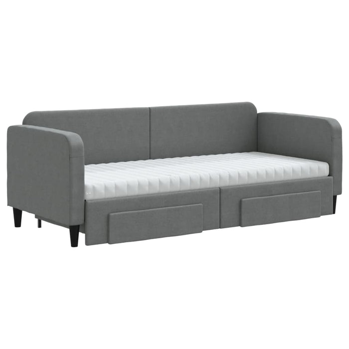 Pat de zi cu extensie și sertare, gri închis, 80x200 cm textil - WALTI WALTI