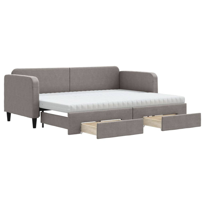 Pat de zi cu extensie și sertare, gri taupe, 80x200 cm, textil - WALTI WALTI