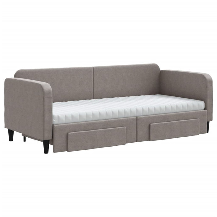 Pat de zi cu extensie și sertare, gri taupe, 80x200 cm, textil - WALTI WALTI