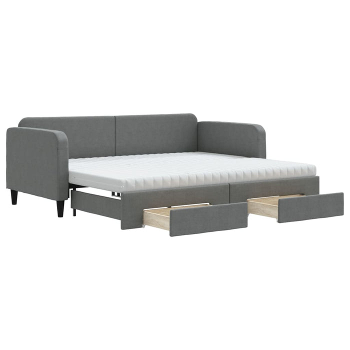 Pat de zi cu extensie și sertare, gri închis, 90x200 cm textil - WALTI WALTI