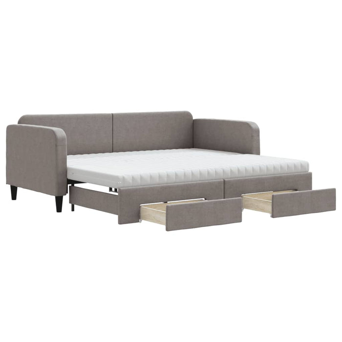 Pat de zi cu extensie și sertare, gri taupe, 90x200 cm, textil - WALTI WALTI