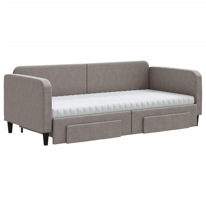 Pat de zi cu extensie și sertare, gri taupe, 90x200 cm, textil - WALTI WALTI