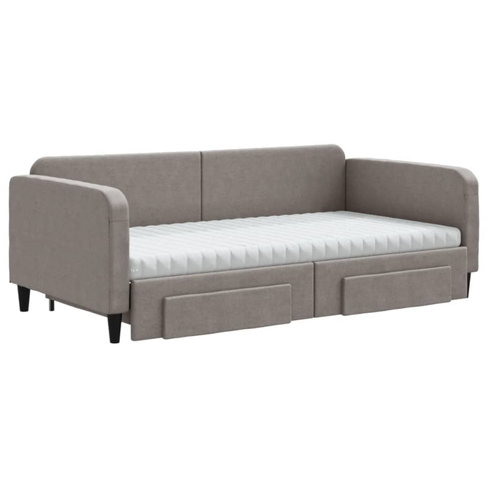 Pat de zi cu extensie și sertare, gri taupe, 100x200 cm, textil - WALTI WALTI