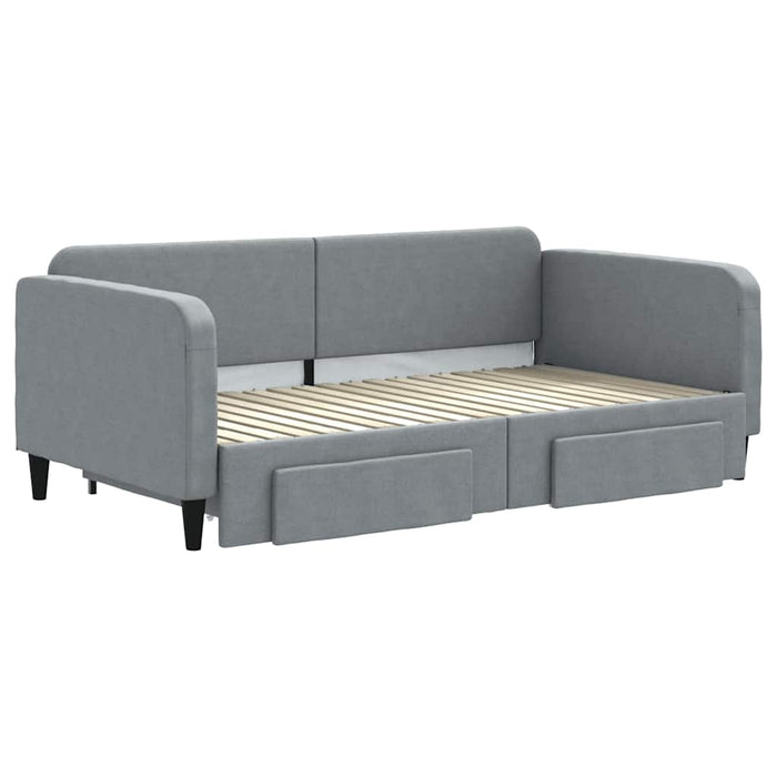 Pat de zi cu extensie/sertare, gri deschis, 100x190 cm, textil - WALTI WALTI