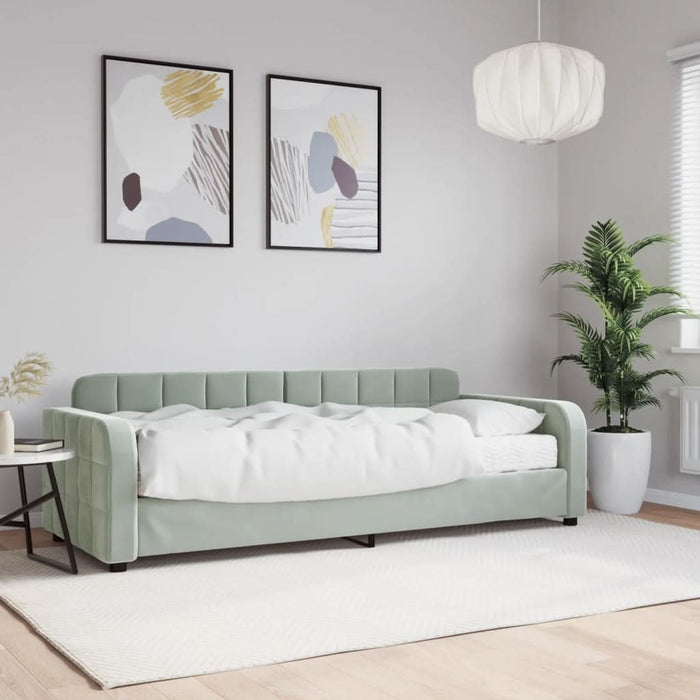 Pat de zi cu saltea, gri deschis, 80x200 cm, catifea - WALTI WALTI