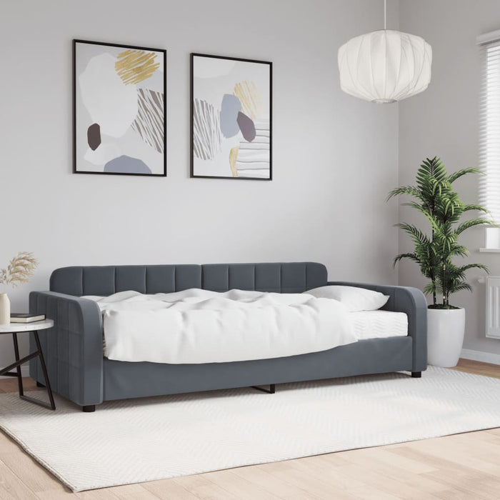 Pat de zi cu saltea, gri închis, 90x200 cm, catifea - WALTI WALTI