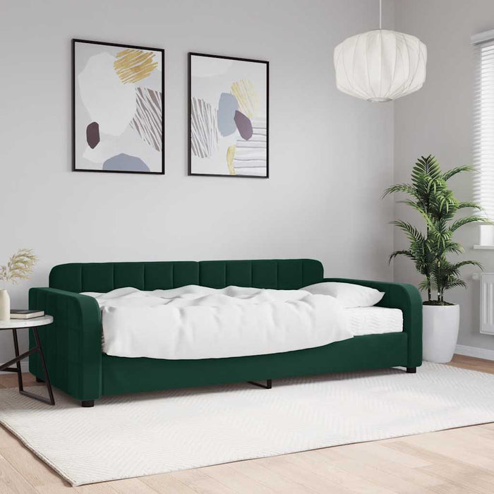Pat de zi cu saltea, verde închis, 90x200 cm, catifea - WALTI WALTI