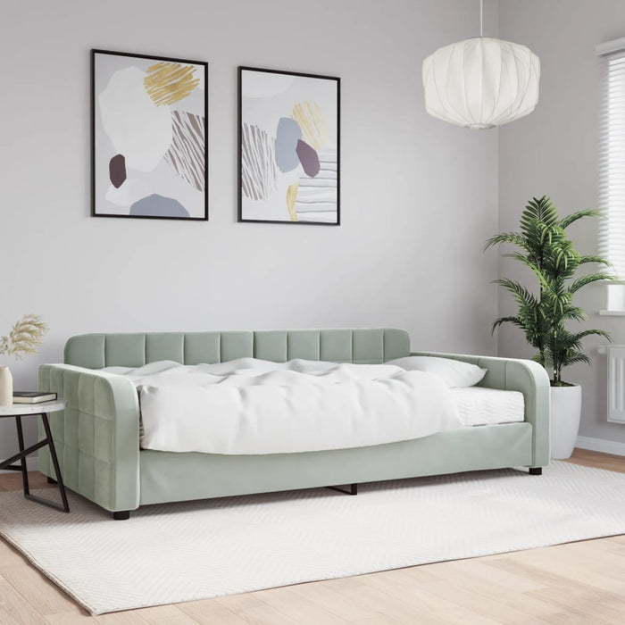Pat de zi cu saltea, gri deschis, 100x200 cm, catifea - WALTI WALTI