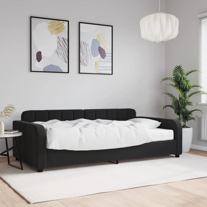 Pat de zi cu saltea, negru, 100x200 cm, catifea - WALTI WALTI