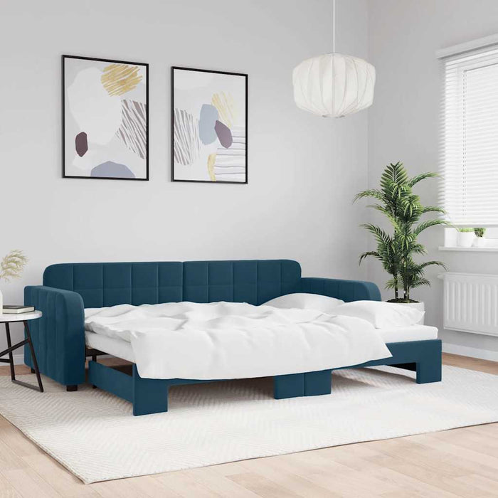 Pat de zi cu extensie, albastru, 80x200 cm, catifea - WALTI WALTI