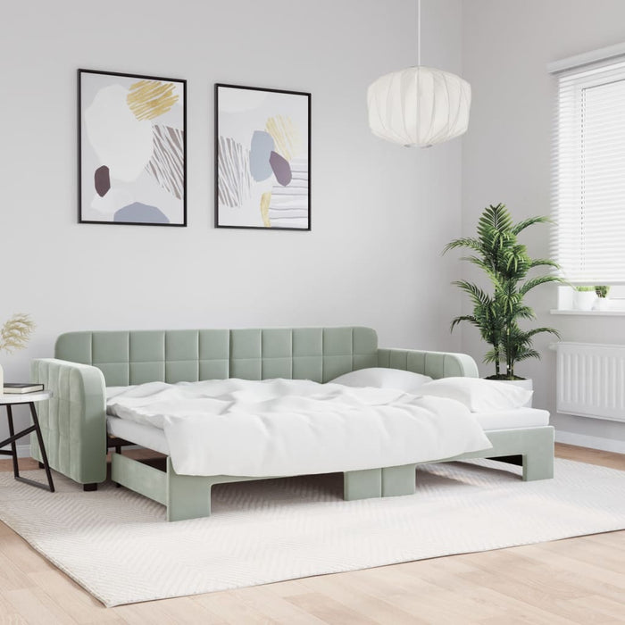Pat de zi cu extensie, gri deschis, 80x200 cm, catifea - WALTI WALTI
