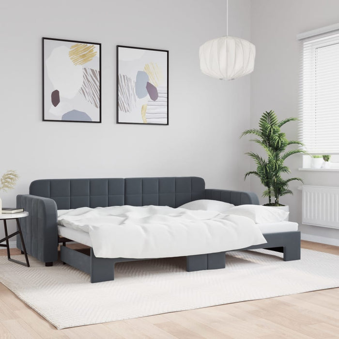 Pat de zi cu extensie, gri închis, 80x200 cm, catifea - WALTI WALTI