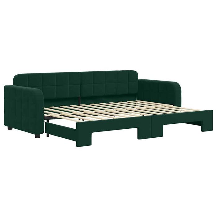 Pat de zi cu extensie, verde închis, 80x200 cm, catifea WALTI