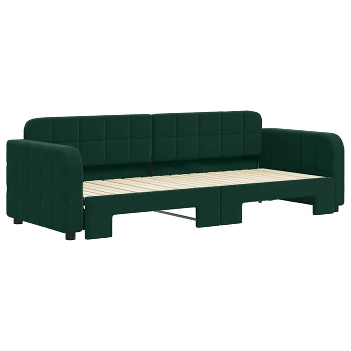 Pat de zi cu extensie, verde închis, 80x200 cm, catifea WALTI