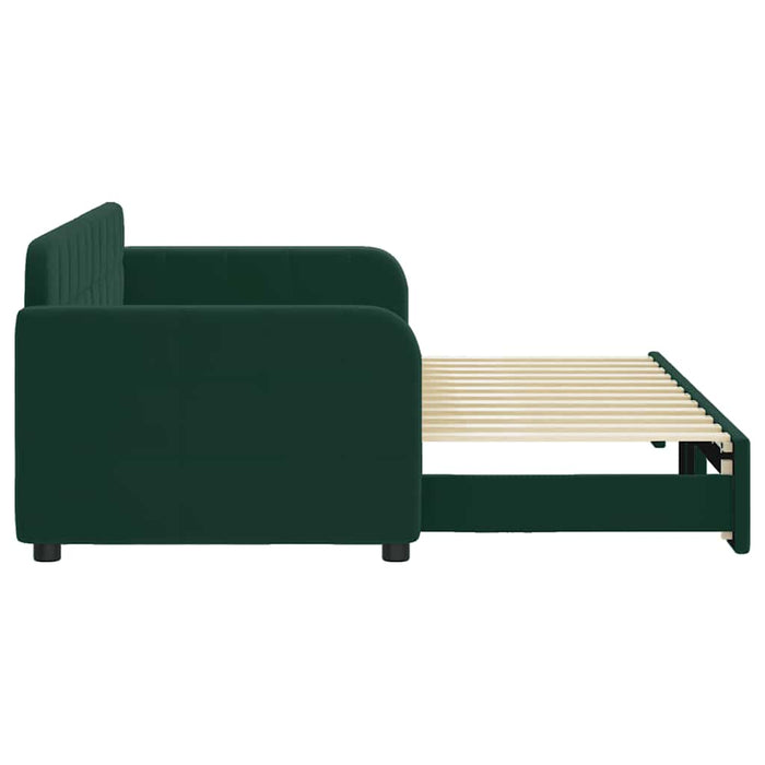 Pat de zi cu extensie, verde închis, 80x200 cm, catifea WALTI