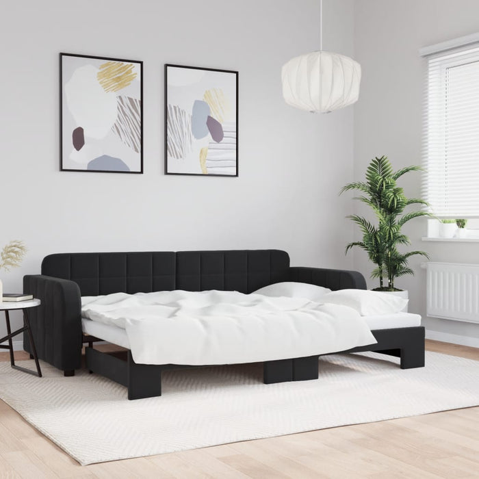 Pat de zi cu extensie, negru, 80x200 cm, catifea - WALTI WALTI
