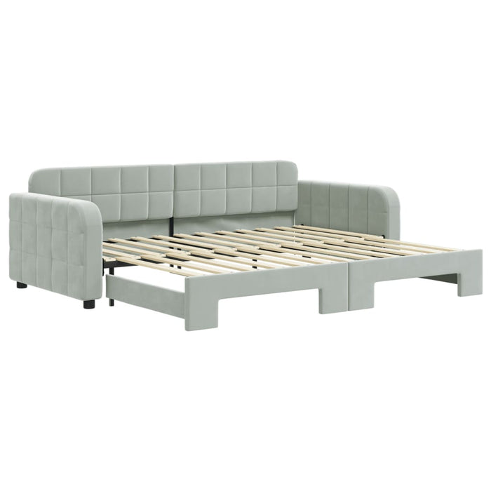 Pat de zi cu extensie, gri deschis, 90x200 cm, catifea WALTI