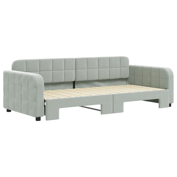 Pat de zi cu extensie, gri deschis, 90x200 cm, catifea WALTI