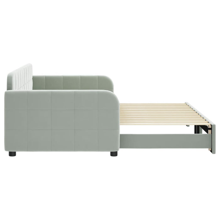 Pat de zi cu extensie, gri deschis, 90x200 cm, catifea WALTI