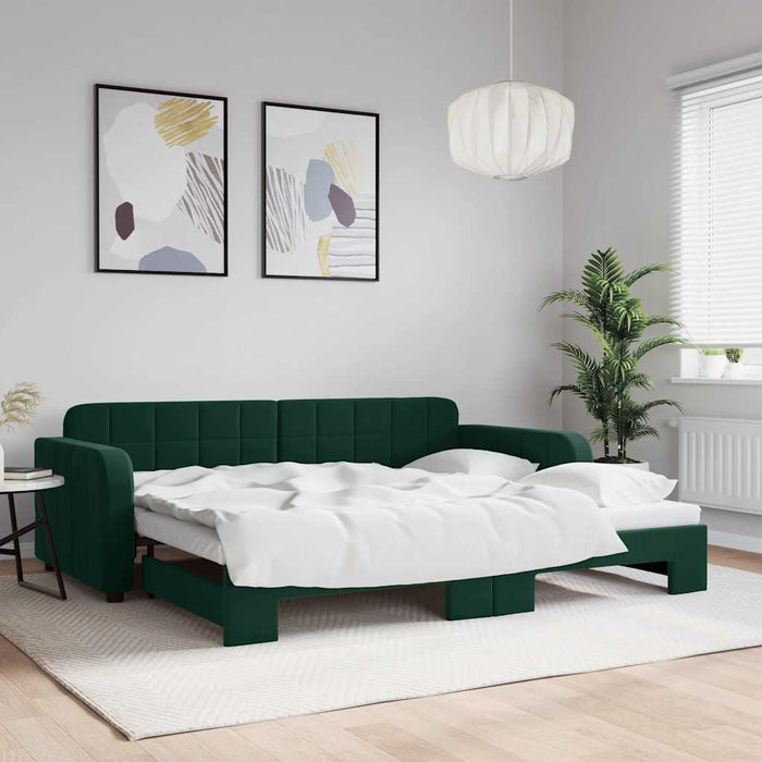 Pat de zi cu extensie, verde închis, 90x200 cm, catifea - WALTI WALTI