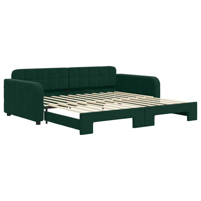 Pat de zi cu extensie, verde închis, 100x200 cm, catifea - WALTI WALTI