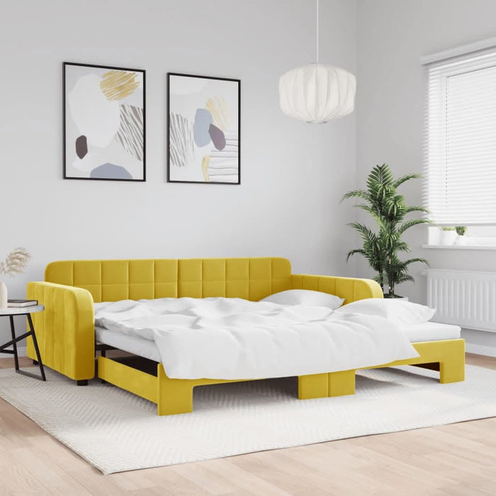 Pat de zi cu extensie, galben, 100x200 cm, catifea - WALTI WALTI