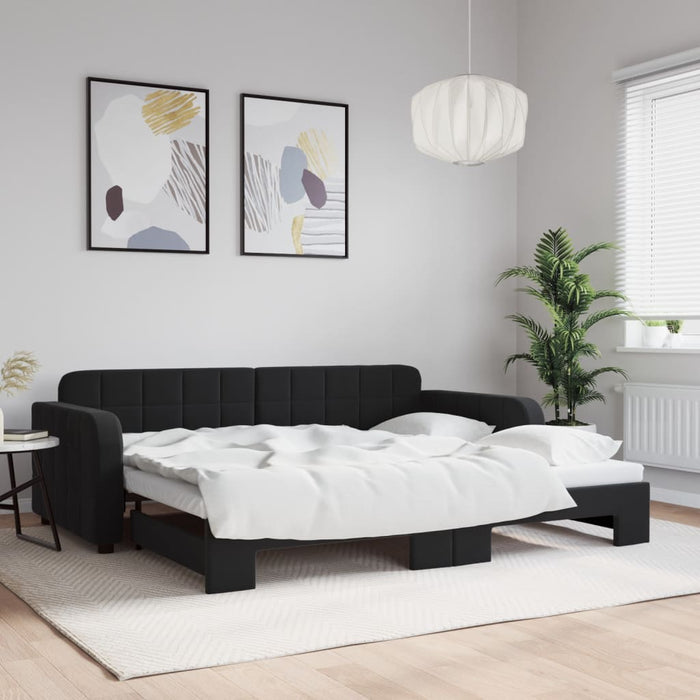 Pat de zi cu extensie, negru, 90x190 cm, catifea - WALTI WALTI