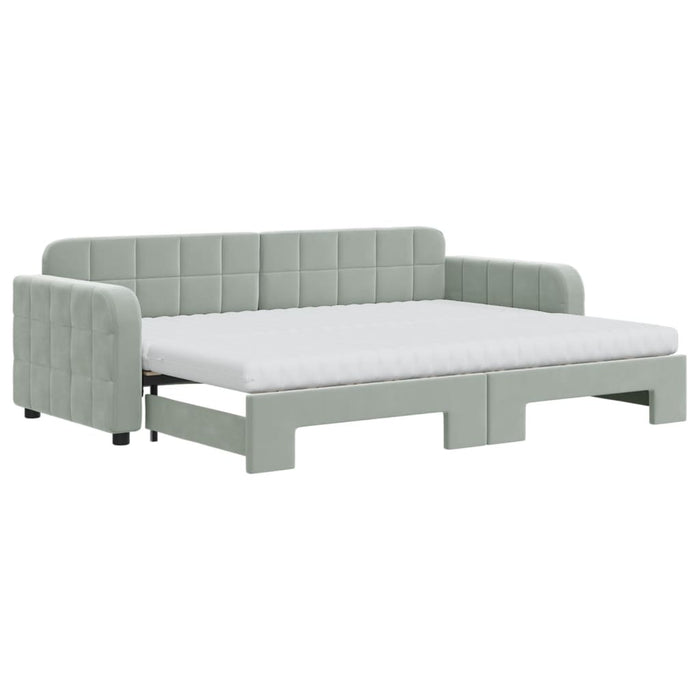 Pat de zi cu extensie și saltele, gri deschis 80x200 cm catifea - WALTI WALTI