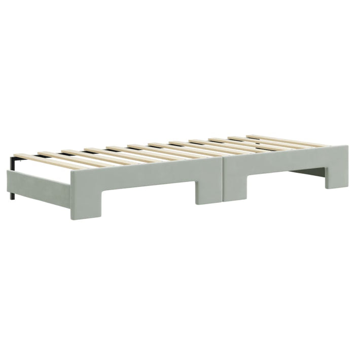 Pat de zi cu extensie și saltele, gri deschis 80x200 cm catifea - WALTI WALTI