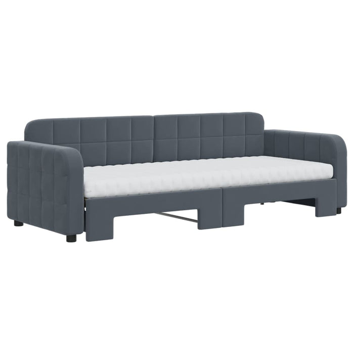 Pat de zi cu extensie și saltele gri închis 80x200 cm catifea - WALTI WALTI
