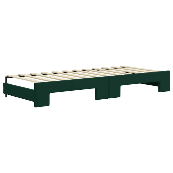 Pat de zi cu extensie și saltele verde închis 80x200 cm catifea WALTI