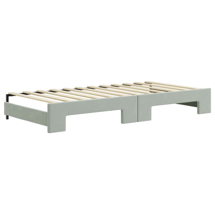 Pat de zi cu extensie și saltele, gri deschis 90x200 cm catifea WALTI