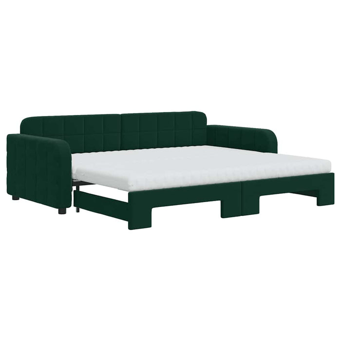 Pat de zi cu extensie și saltele verde închis 90x200 cm catifea - WALTI WALTI