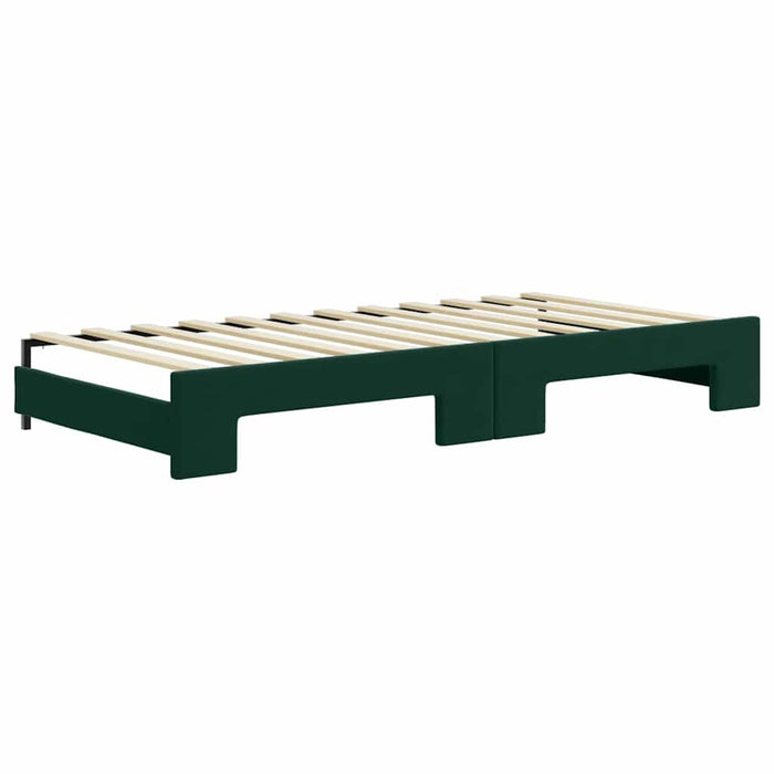 Pat de zi cu extensie și saltele verde închis 90x200 cm catifea - WALTI WALTI