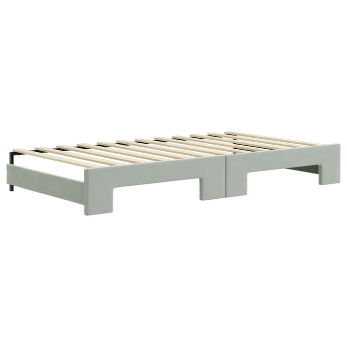 Pat de zi cu extensie și saltele gri deschis 100x200 cm catifea - WALTI WALTI