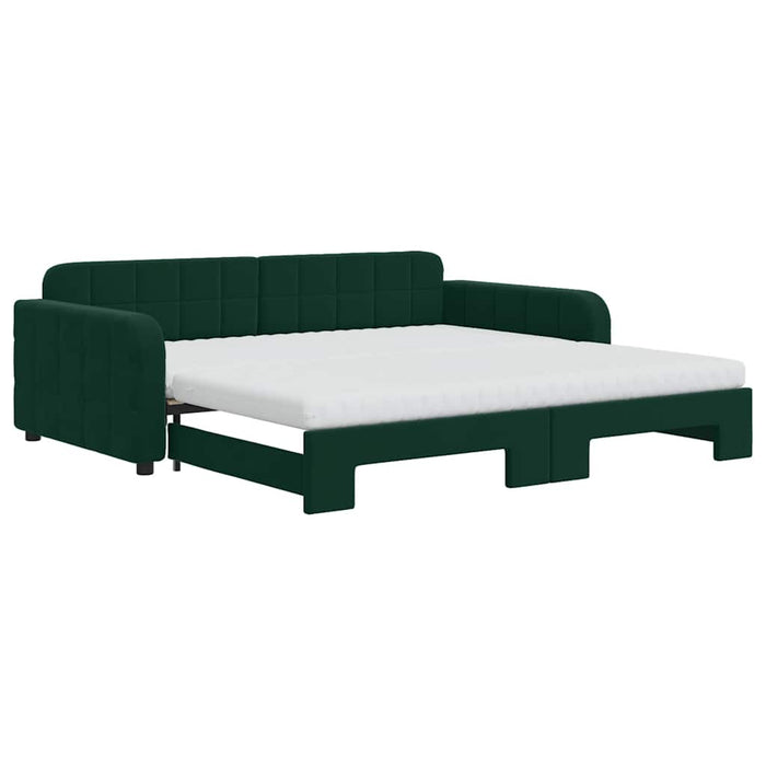 Pat de zi cu extensie și saltele verde închis 100x200cm catifea - WALTI WALTI