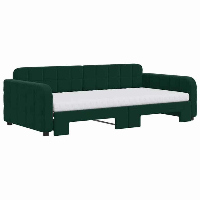 Pat de zi cu extensie și saltele verde închis 100x200cm catifea - WALTI WALTI