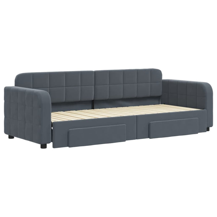 Pat de zi cu extensie și sertare gri închis 80x200 cm catifea - WALTI WALTI